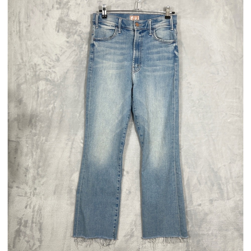 MOTHER Womens Jeans 29 Blue The Hustler Ankle Fray High Rise Flare Au Revoir USA